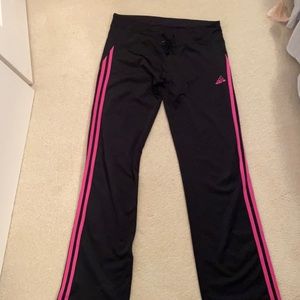 adidas black and pink track pants, size M